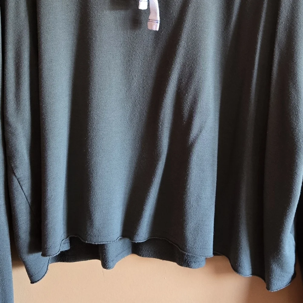 Candace Cameron Bure Olive Green Pullover Hoodie with Raw Hem, M 24.5" PTP - Picture 2 of 4